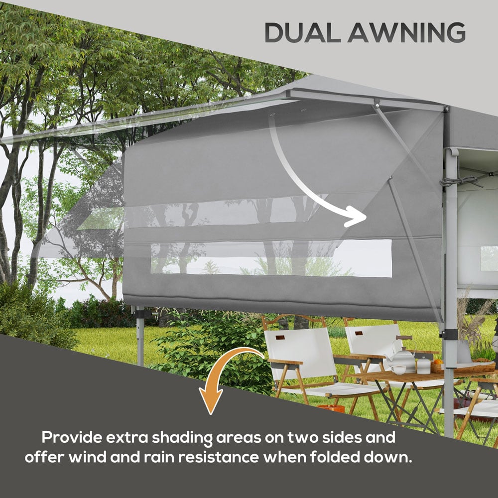 Outsunny 5 x 3m Grey Pop Up Gazebo with Extend Dual Awnings Image 4
