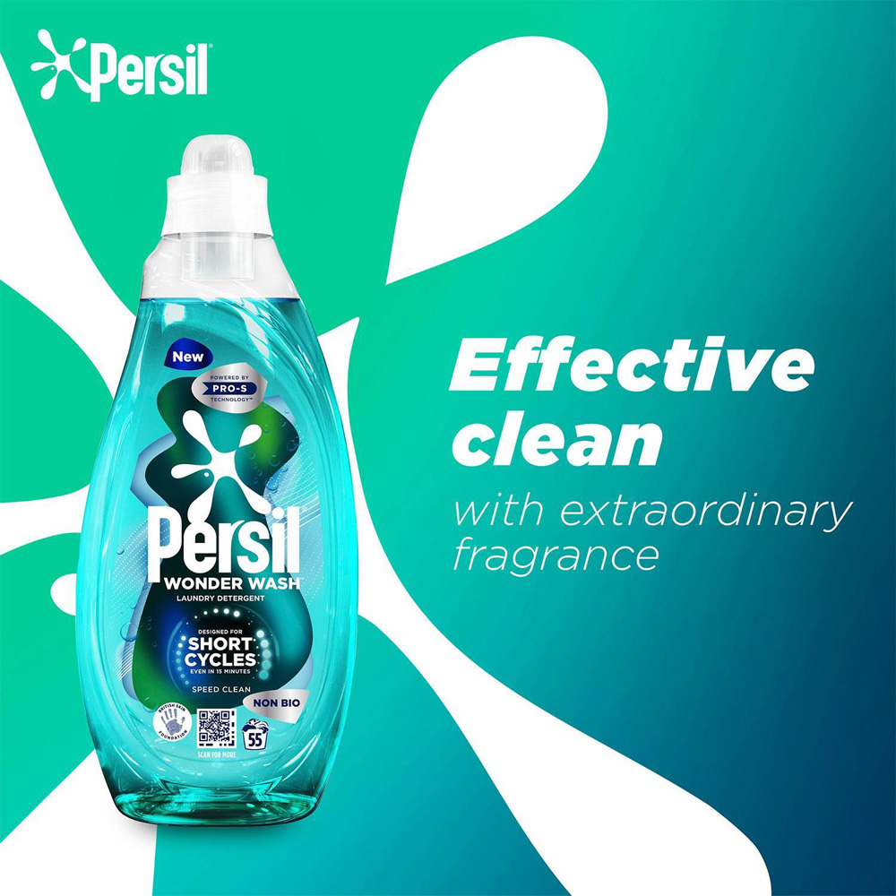 Persil Non Bio Speed Clean Wonder Wash Liquid Laundry Detergent 55 Washes 1.485L 5 Pack Image 6
