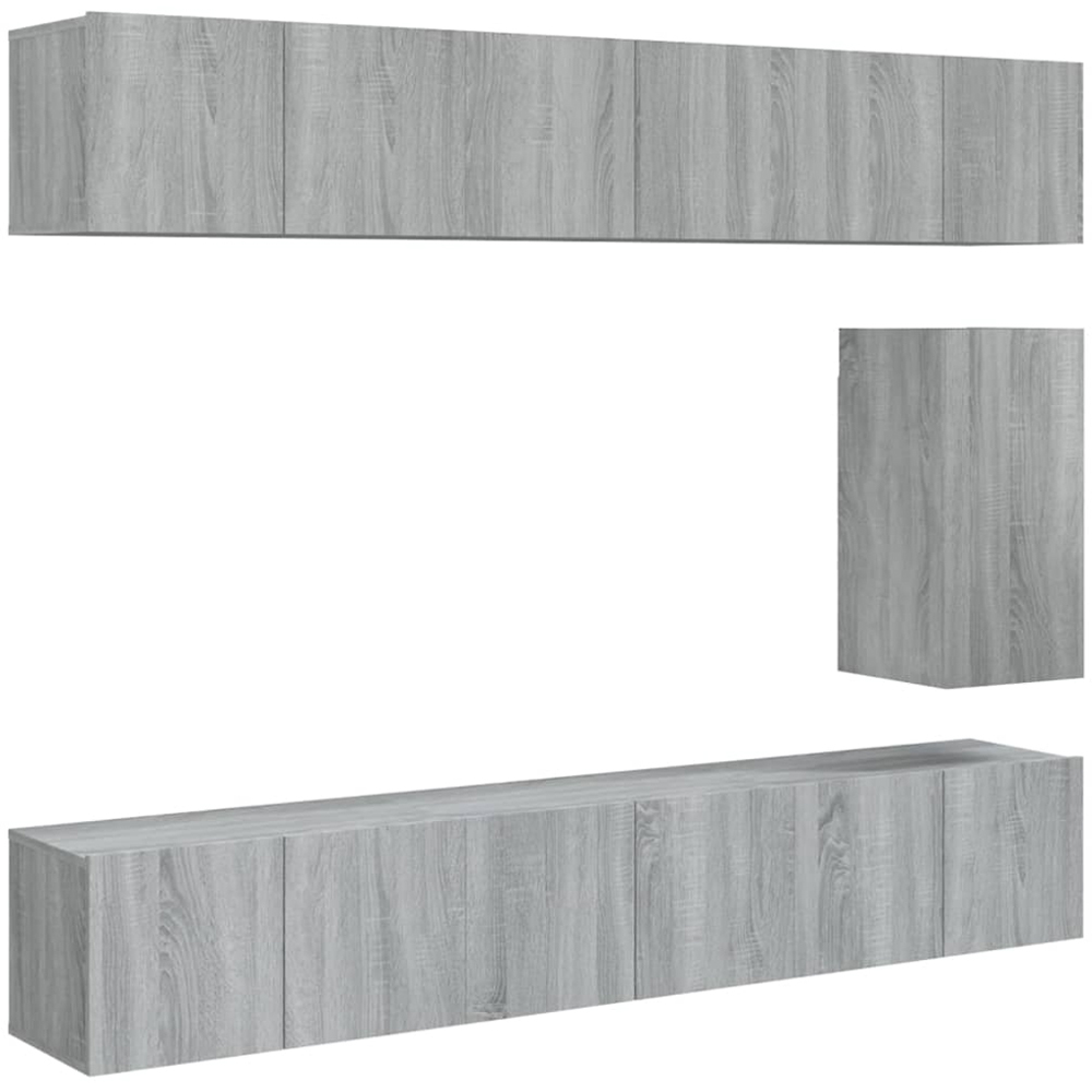 vidaXL 13 Door Grey Sonoma Wall Mounted TV Cabinet Set of 7 Image 2