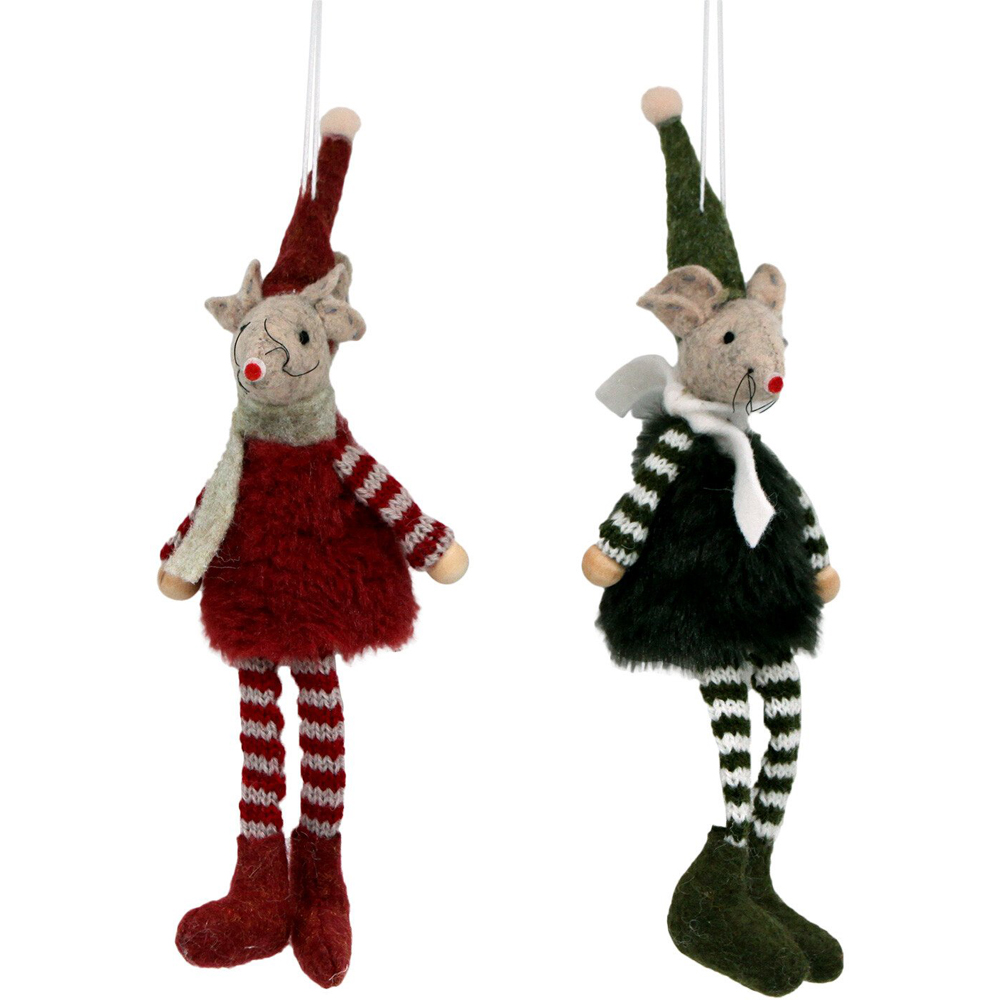 Hanging Stripe Christmas Mouse Image