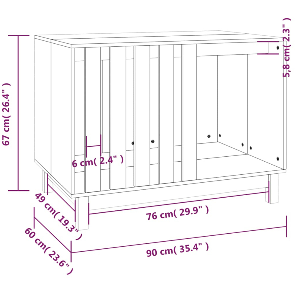 vidaXL White Solid Pine Wood Dog House 90 x 60 x 67cm Image 6