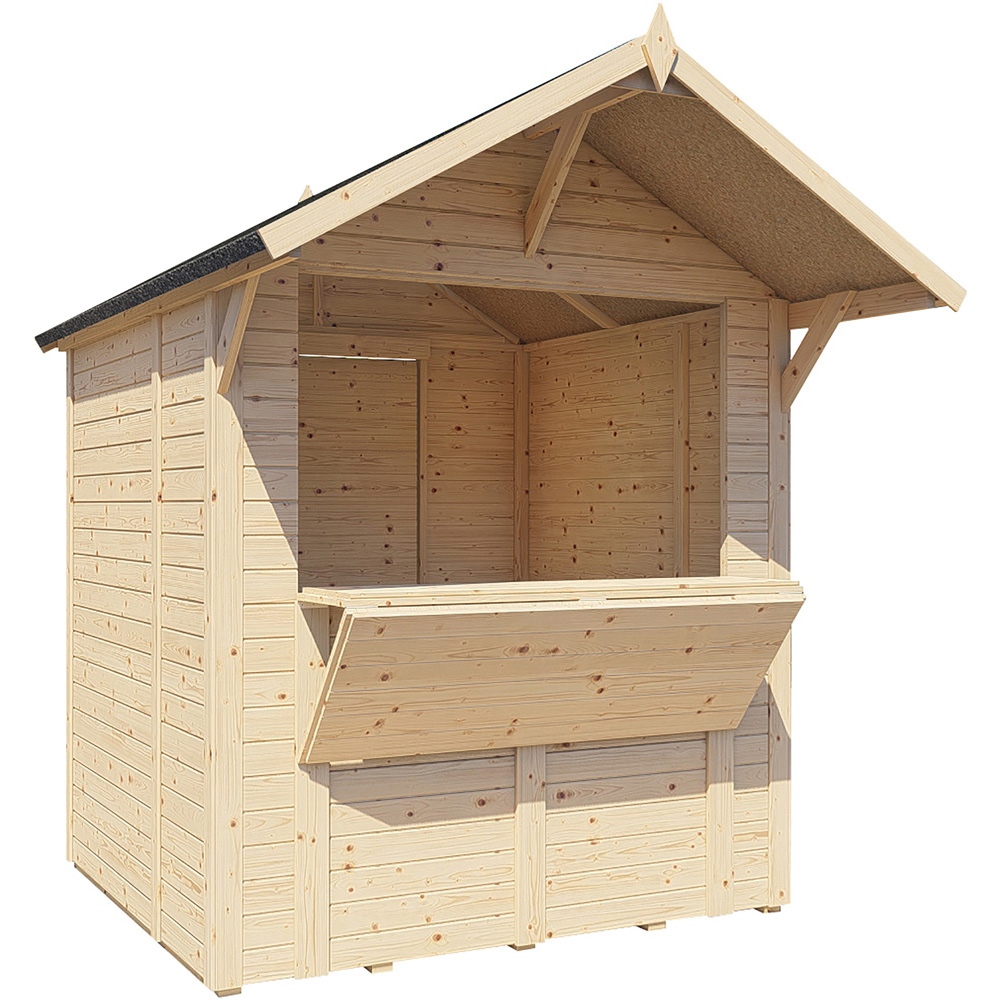 Rowlinson Bertilo 6 x 6ft Natural Apex Market Stall with Fold-Down Serving Counter Image 3