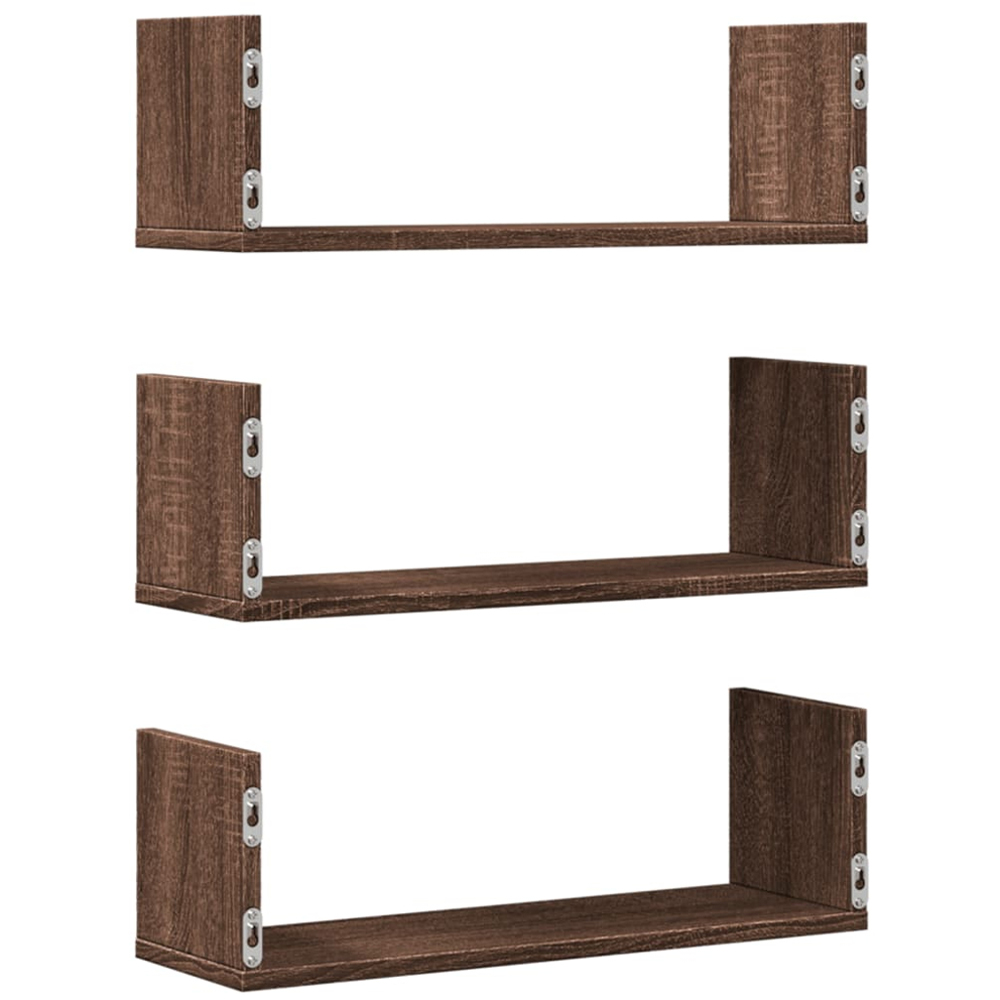 vidaXL 58 x 18cm Brown Oak Wall Shelf Set of 3 Image 5