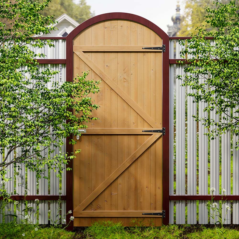 Living and Home 2.9 x 6.8ft Semi Braced Arched Top Wooden Garden Gate Image 2