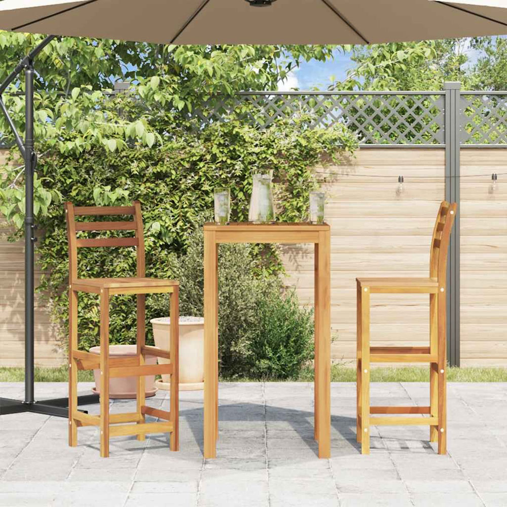 Walplus Solid Acacia Wood Bar Chair Set of 2 Image 6