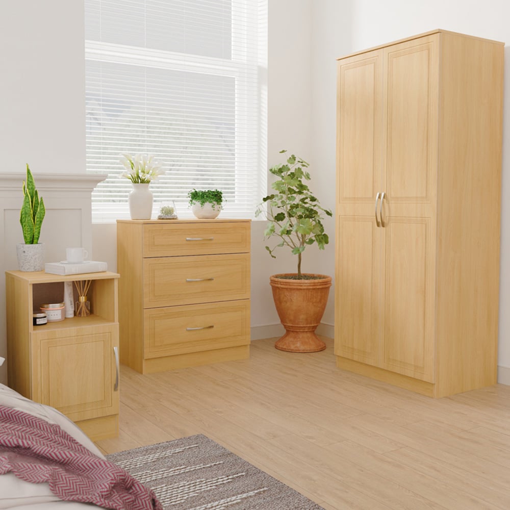 Crowndale Dorset Modern Oak 3 Piece Bedroom Furniture Set Image 1