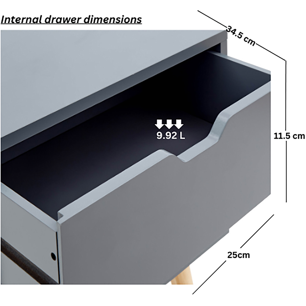 GFW Nyborg 2 Drawer Dark Grey Bedside Table Image 8