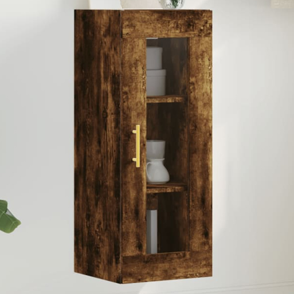 vidaXL Single Door 3 Shelf Brown Wall Mounted Cabinet Image 1