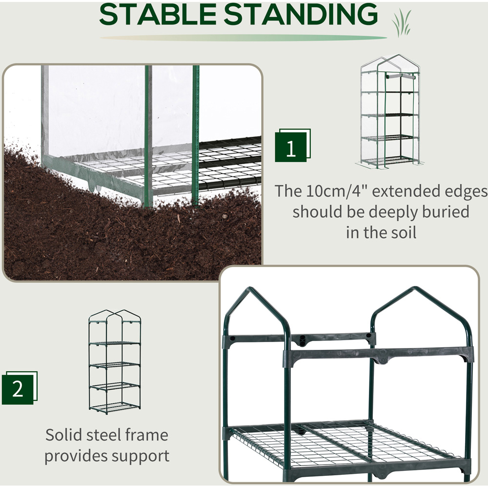 Outsunny Clear 2.3 x 1.6ft 4-Tier Mini Greenhouse Image 4