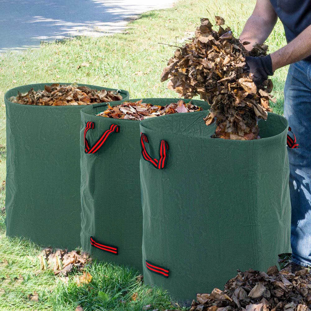 Outsunny Green Heavy Duty Garden Waste Bag 272L 3 Pack Image 2