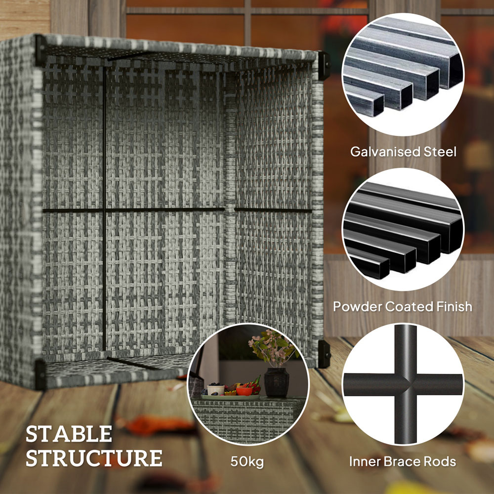 Outsunny Light Grey Rattan Outdoor Coffee Table Image 7