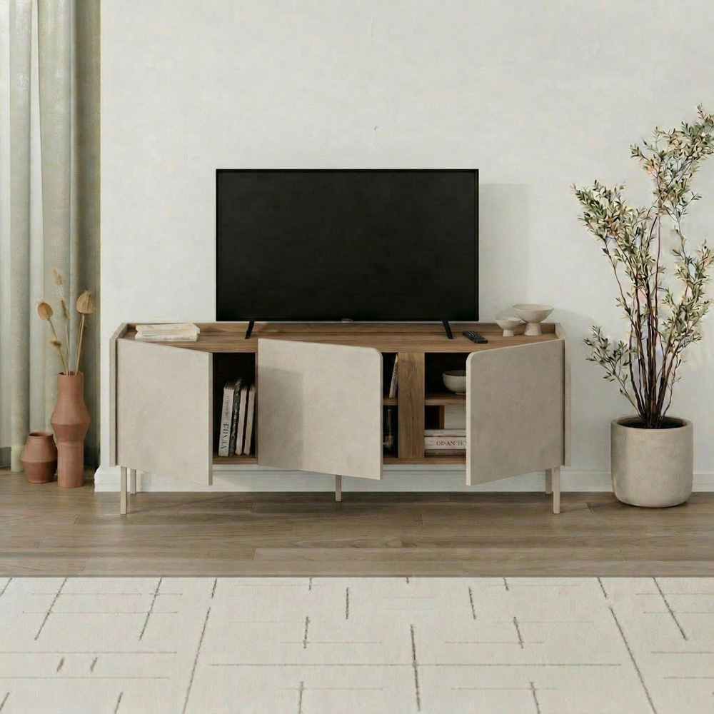 Decortie Norm 3 Door Natural Oak TV Unit Image 5