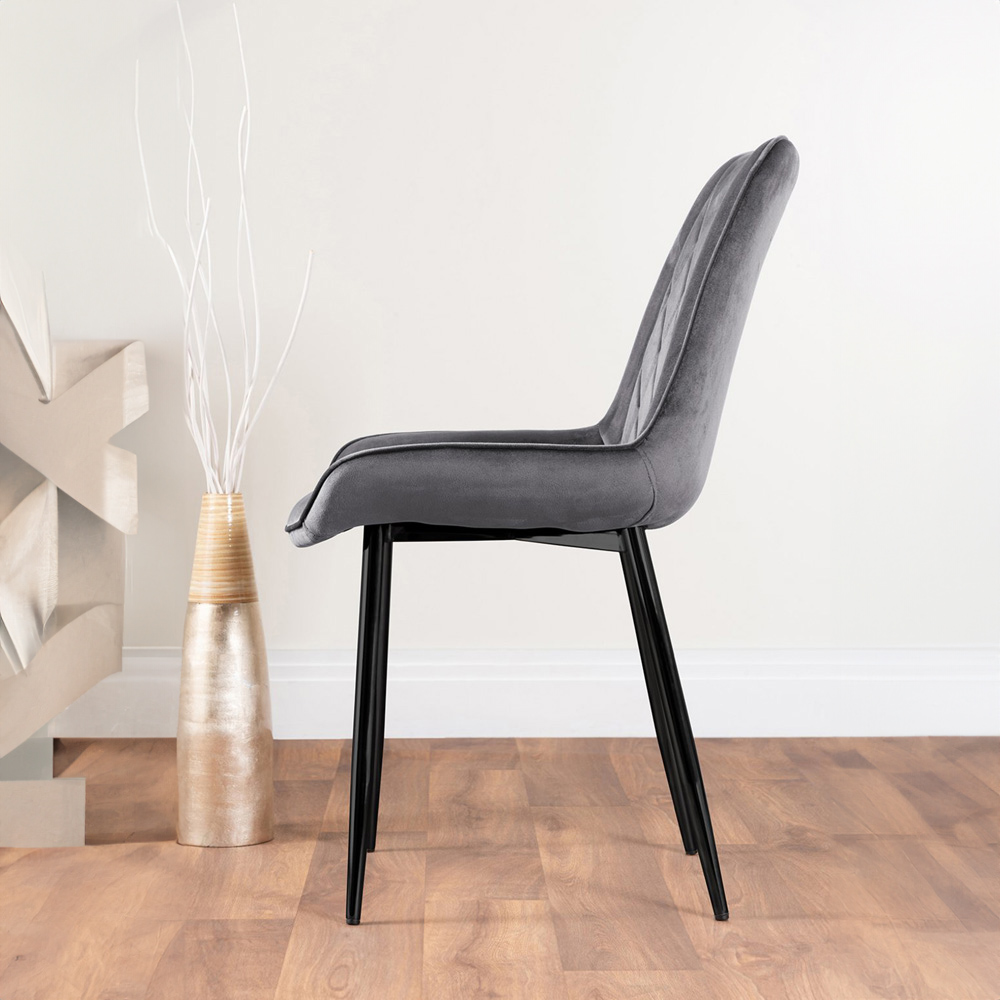 Furniturebox Arona Cesano 6 Seater Round Dining Set Grey and Chrome Image 3