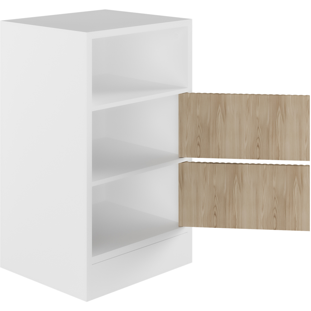 Flair Luca White and Oak Ribbed Mid Sleeper Bed with Chest and Cabinet Image 2