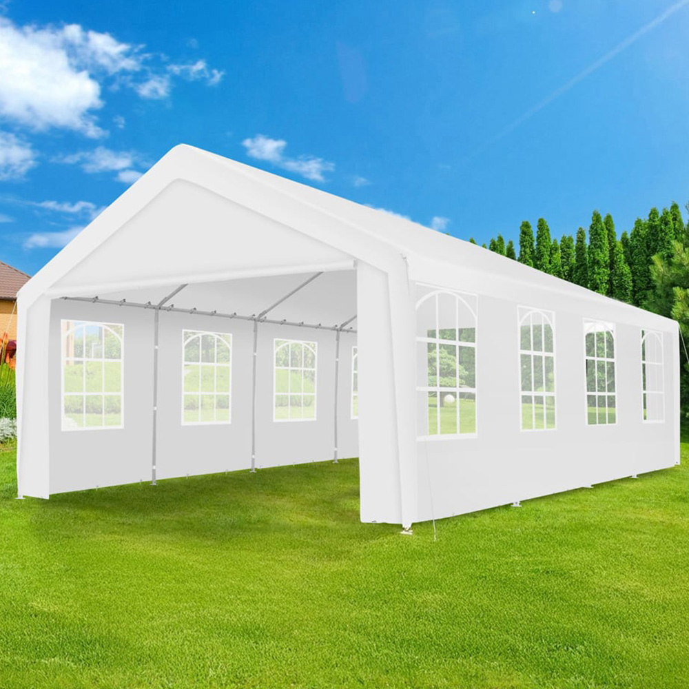 tectake Mammut 8 x 4m White Weather and UV Resistant Panel Gazebo Image 1