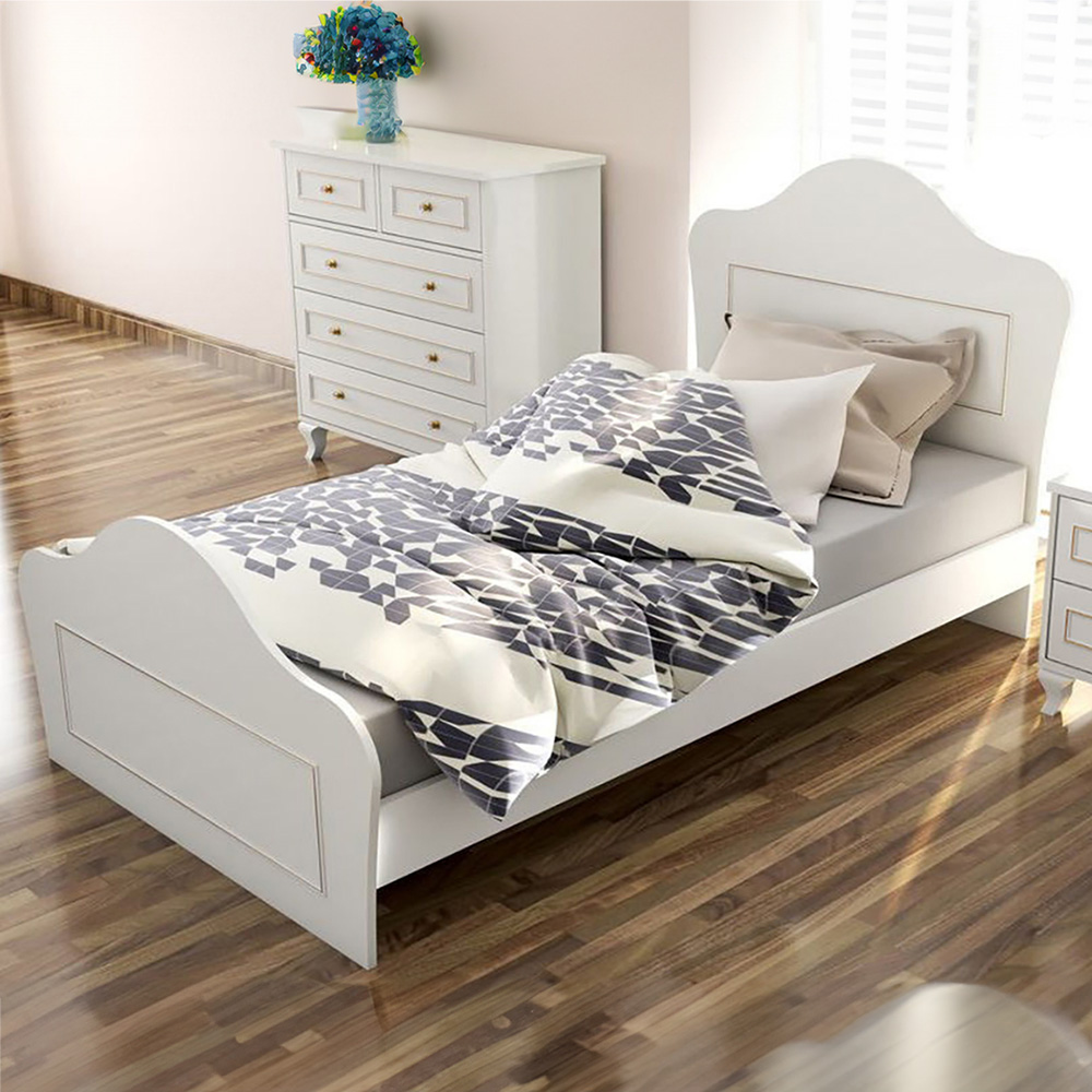 Evu MARIE Single Gold and White Childrens Bed Frame Image 1