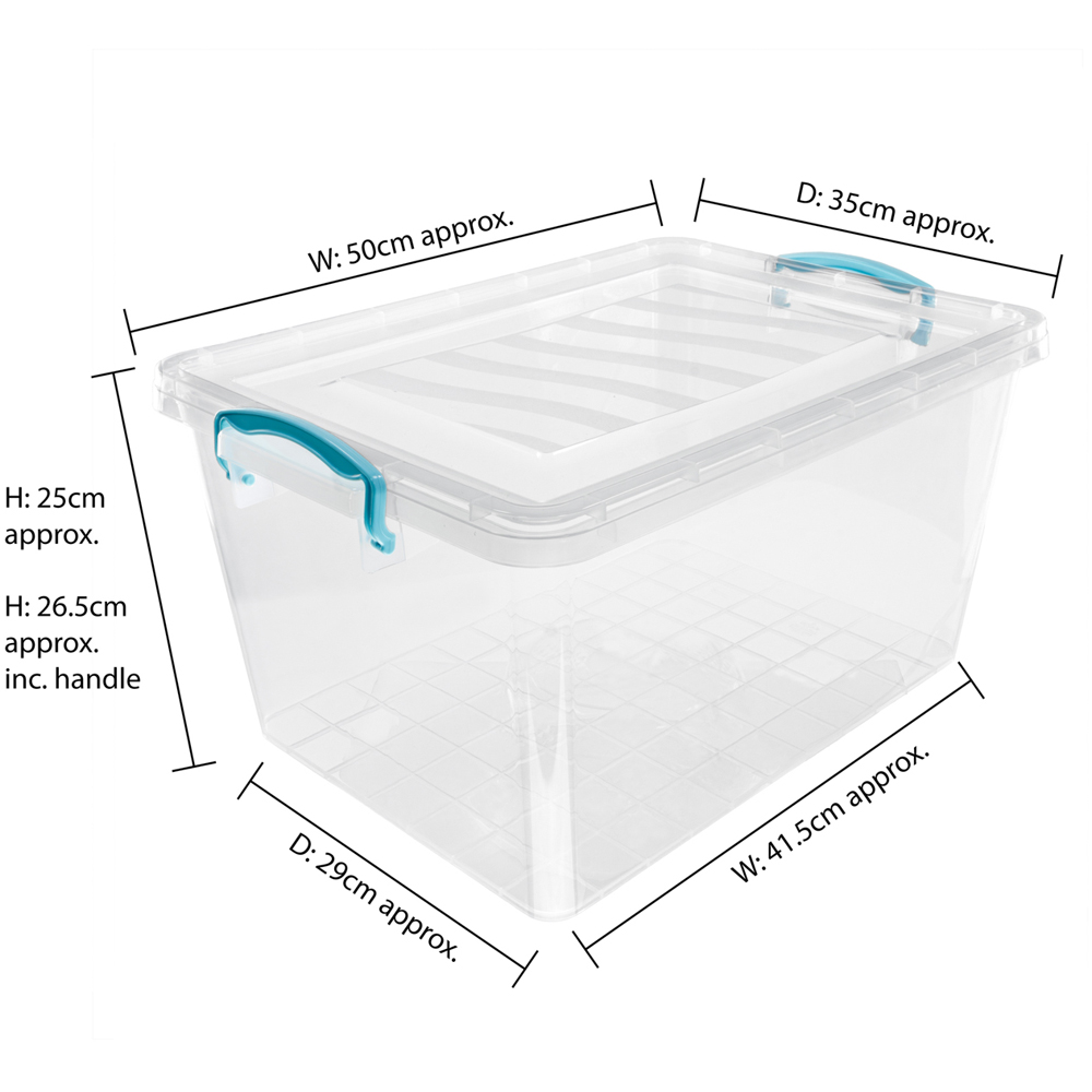 JVL 30L Clear Plastic Stackable and Nestable Storage Box with Clip Lid 3 Pack Image 8