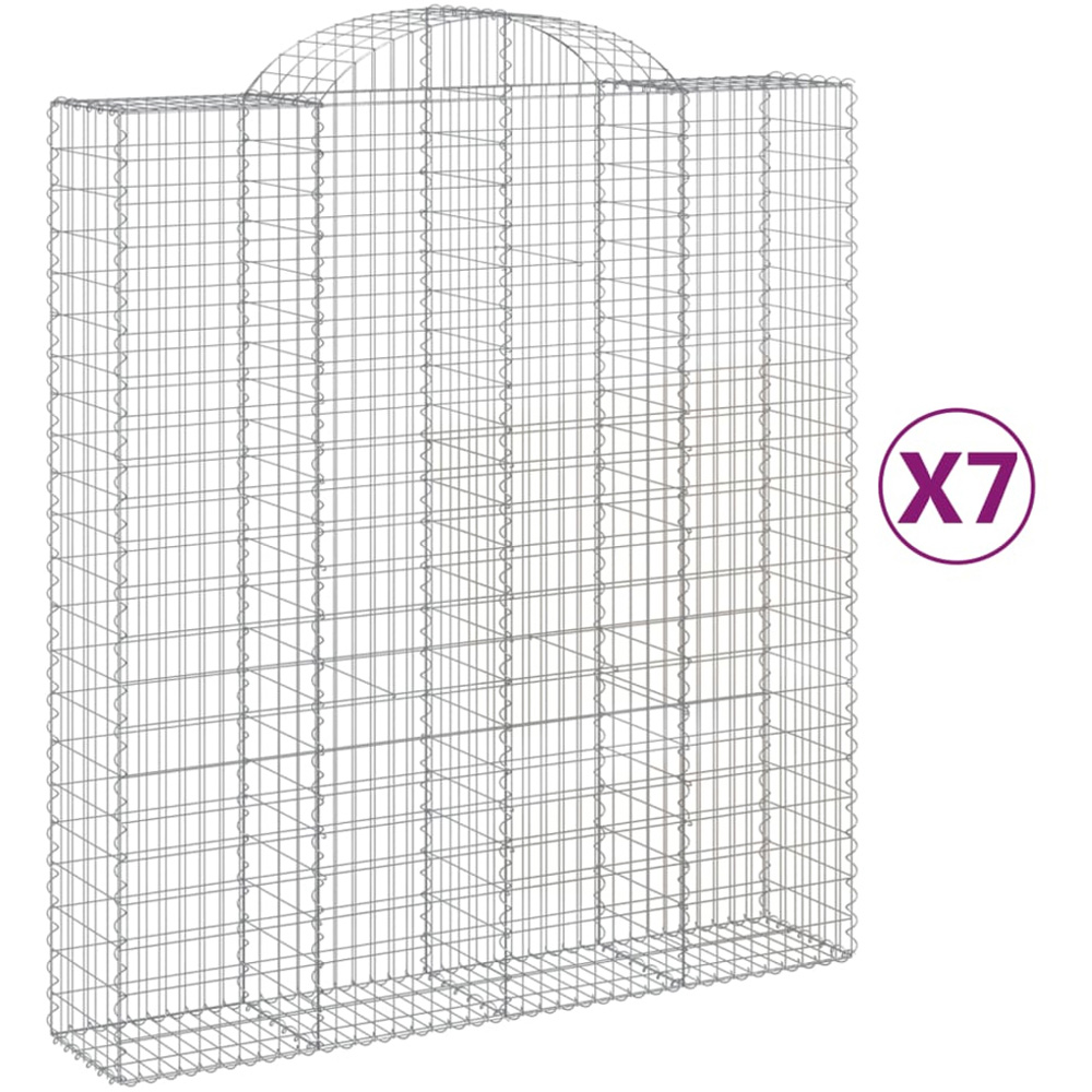 vidaXL Silver Galvanised Iron Arched Gabion Basket 200 x 50 x 220/240cm 7 Pack Image 2