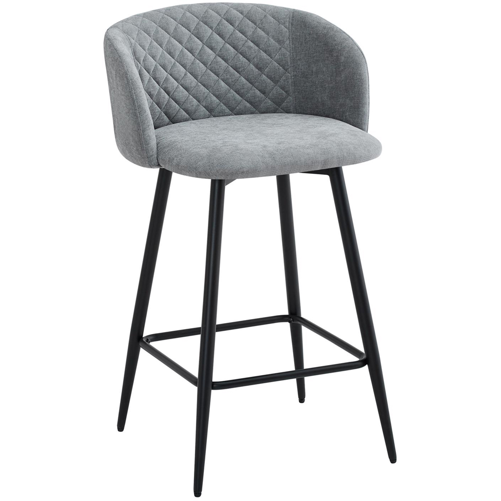 FWStyle Amara Set of 2 Grey Linen Upholstered Swivel Bar Dining Chair Image 2