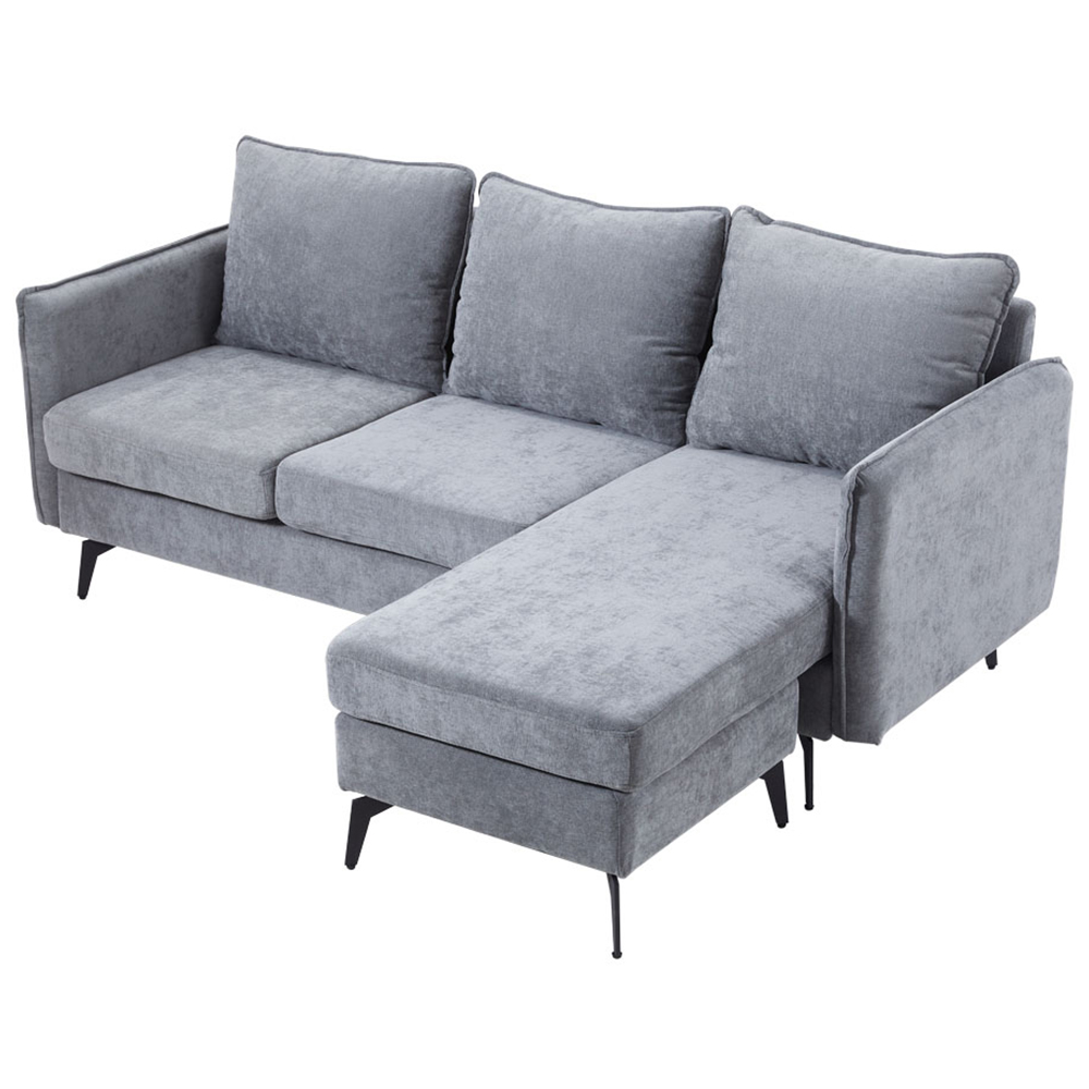 H&O Direct 3 Seater Grey Right Hand Facing Chaise Sofa Image 2