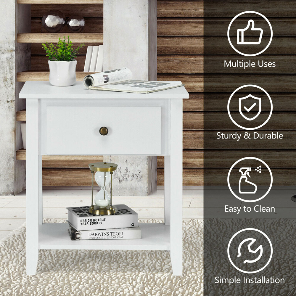 Costway Single Drawer Single Shelf White Accent Table Image 6