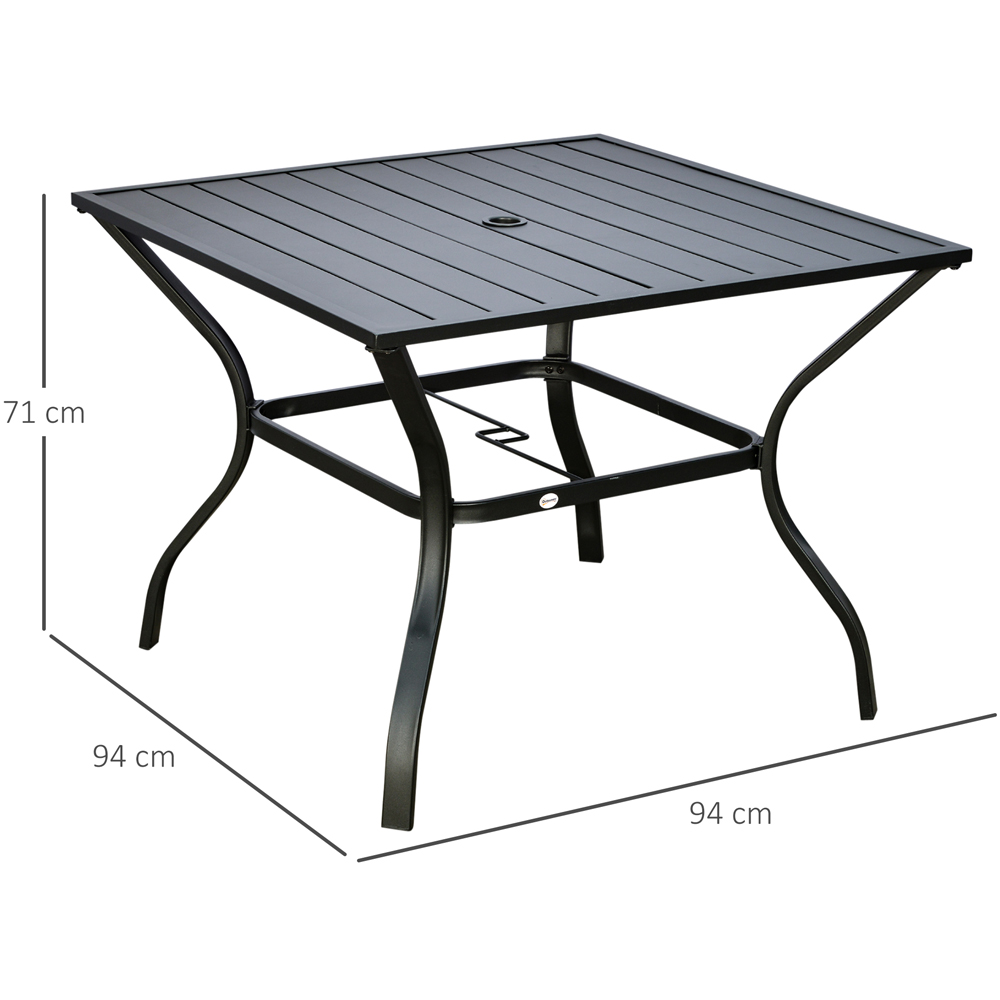 Outsunny 4 Seater Slatted Metal Plate Top Garden Dining Table Black Image 8