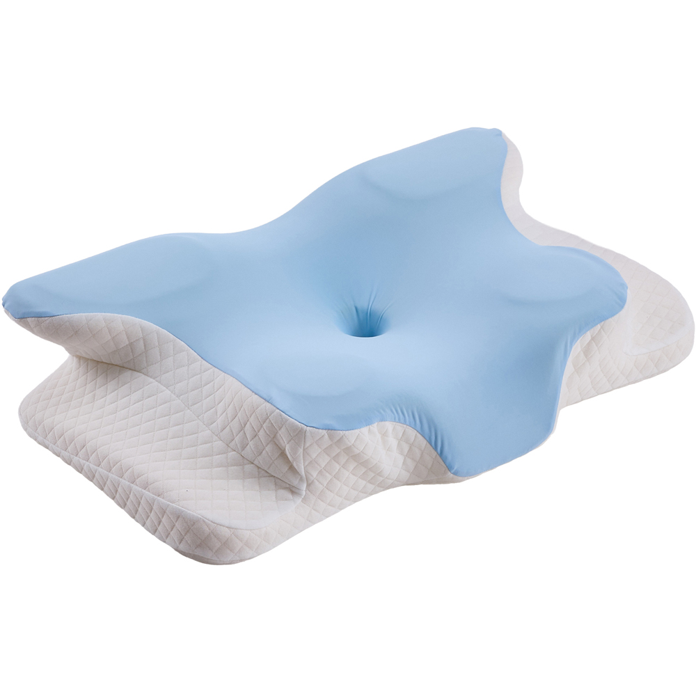 Living and Home Blue and White Butterfly Memory Foam Pillow 62 x 37cm Image 1