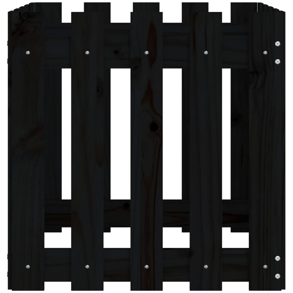 vidaXL Black Solid Pine Wood Fence Design Garden Planter 50 x 50 x 50cm Image 5