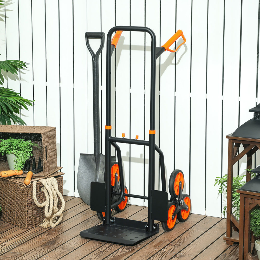 DURHAND Orange2 6 Wheel Foldable Stair Climbing Trolley Image 2
