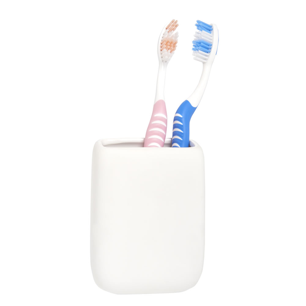 Wilko Soft Touch White Toothbrush Holder Image 2