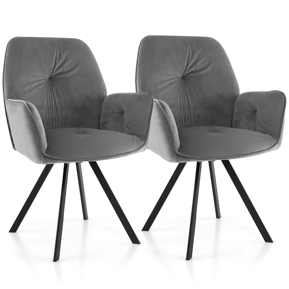 Costway Grey Swivel Accent Chair Set of 2 Image 2