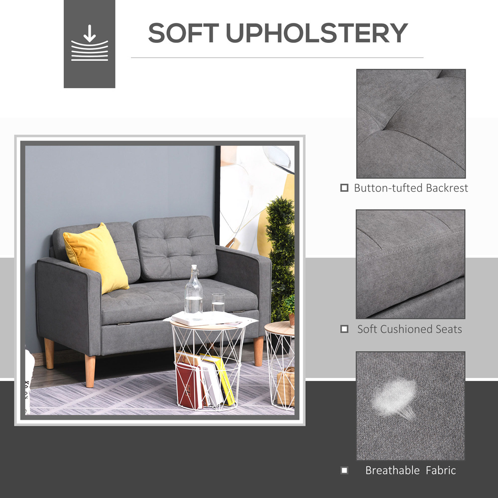 Portland 2 Seater Grey Cotton Sofa with Hidden Storage Image 4