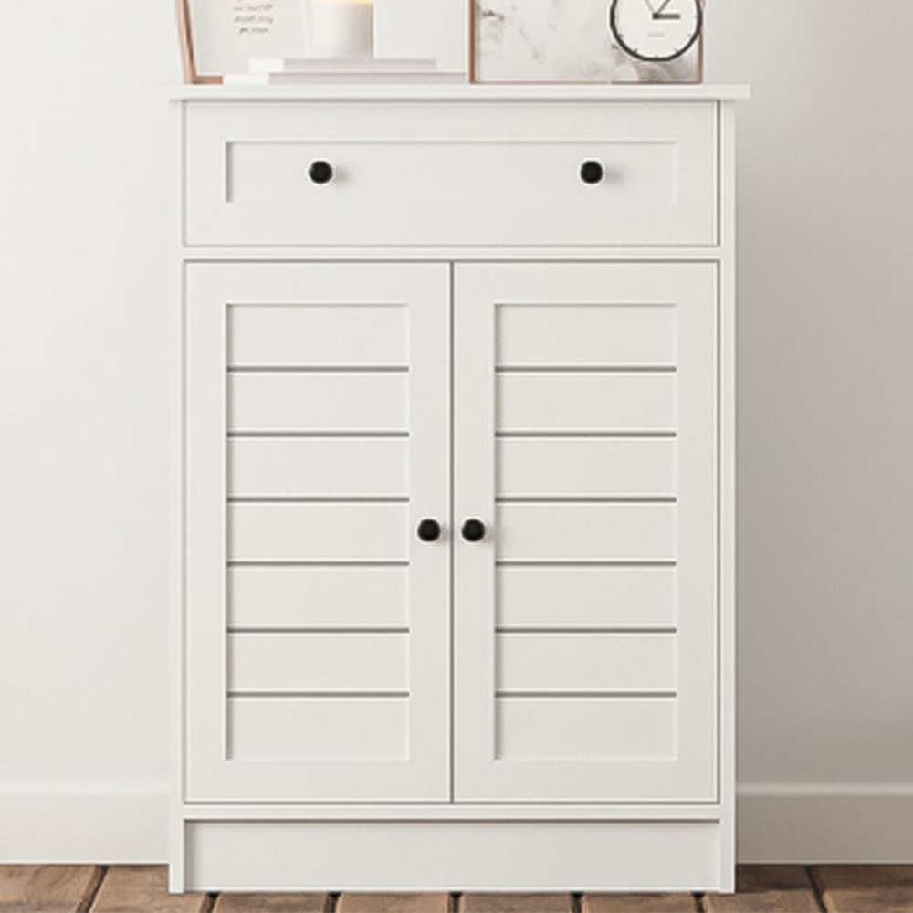 Evu VENICE 2 Door Single Drawer Soft White Sideboard Image 1
