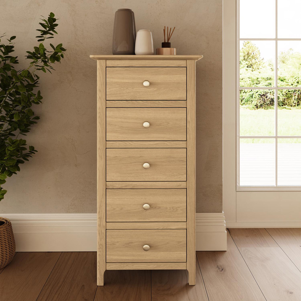 FWStyle Taberno 5 Drawer Oak Chest Of Drawers Image 2