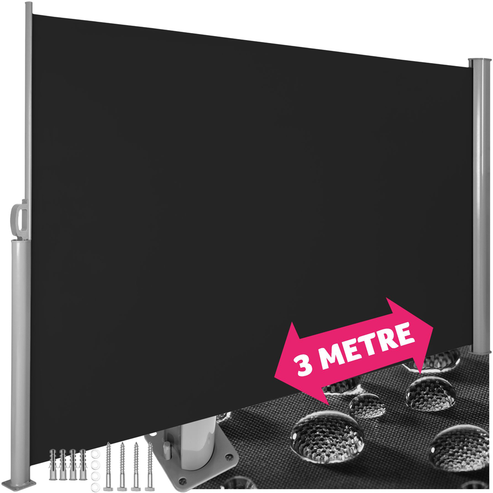 tectake Black Retractable Side Awning 1.8 x 3m Image 2