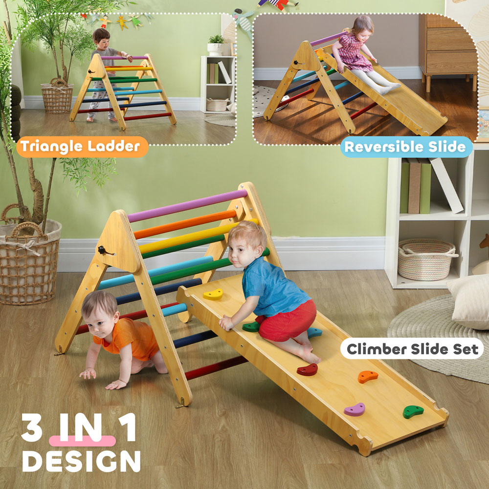 Tommy Toys Wooden Indoor Toddler Climbing Frame Pikler Triangle Set Image 5