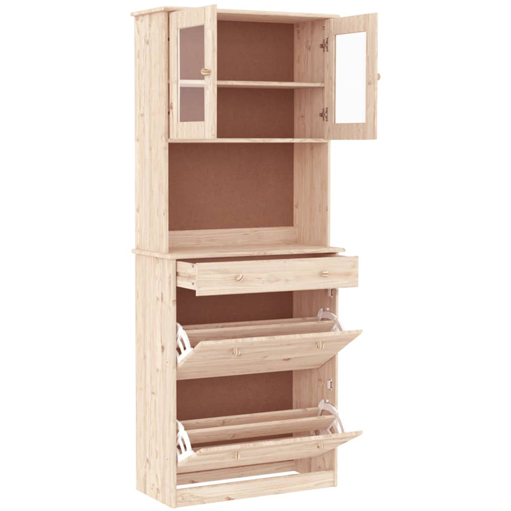 vidaXL Alta 2 Glass Door 2 Flip Door Single Drawer Tall Highboard Image 6
