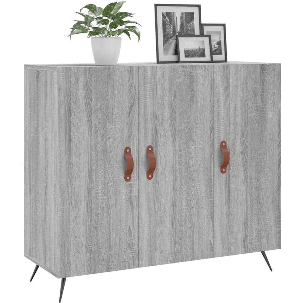vidaXL 3 Door Grey Sonoma Wooden Sideboard Image 3