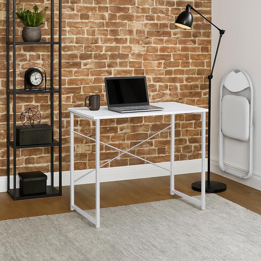 Harbour Housewares Wooden Computer Desk White Image 5