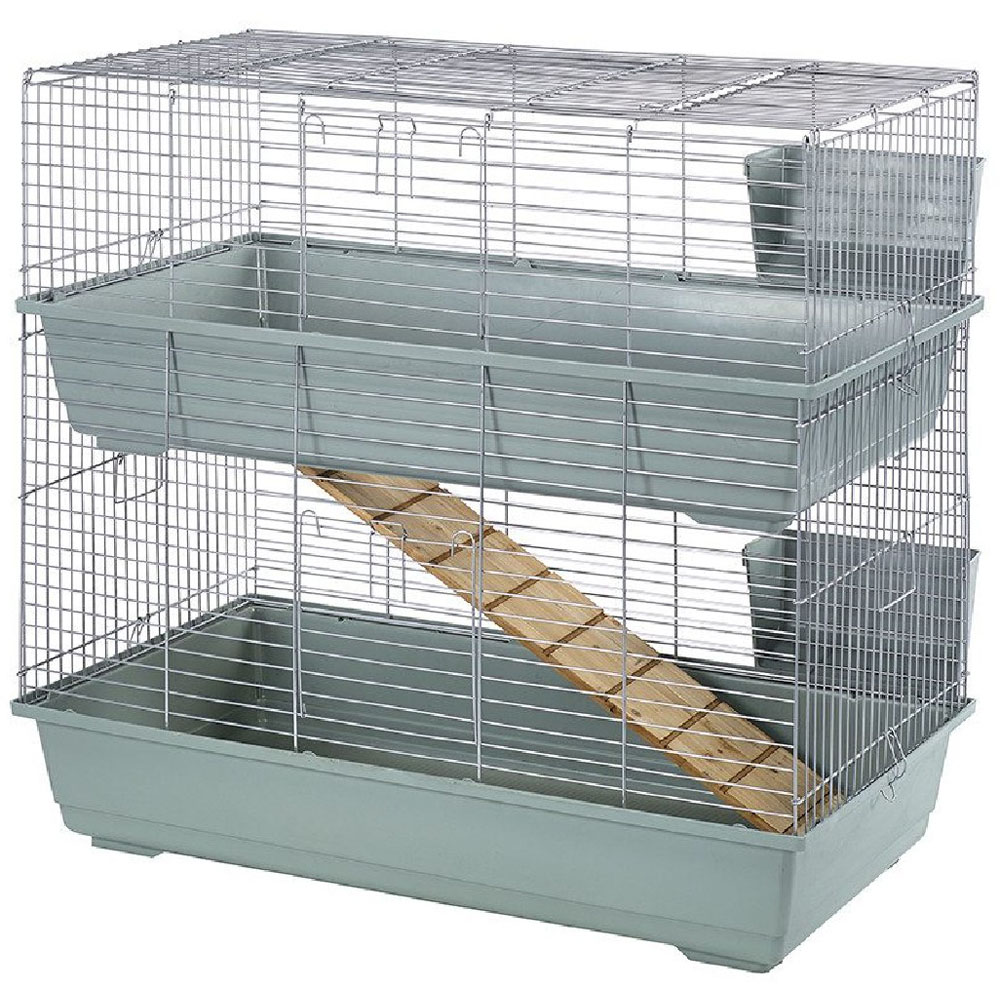 Little Friends 2 Tier Grey Rabbit Cage Image 1
