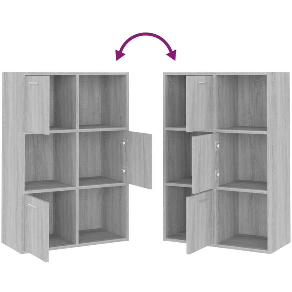vidaXL 3 Door 3 Open Shelf Grey Sonoma Storage Cabinet Image 7