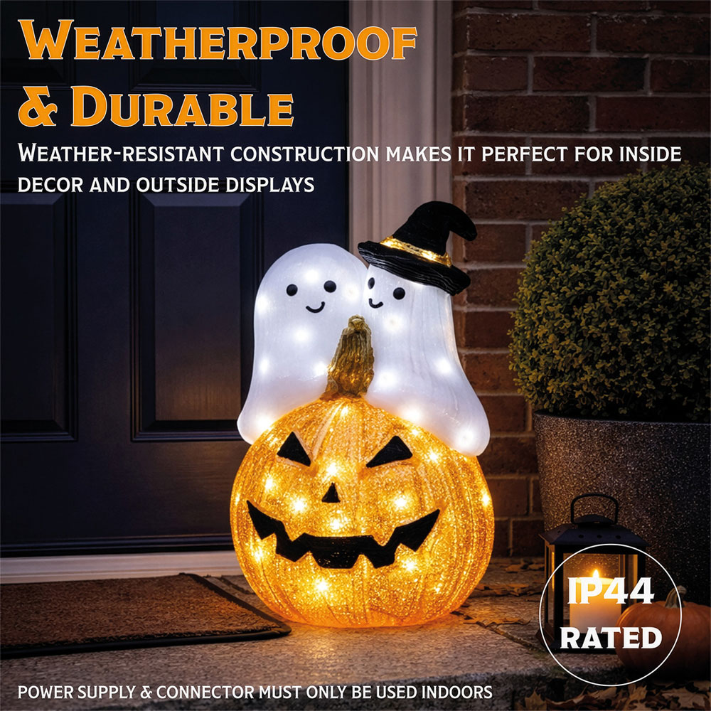 FXLab 50 White LED Pumpkin and Ghost Halloween Decoration 26 x 15.5 x 35cm Image 4