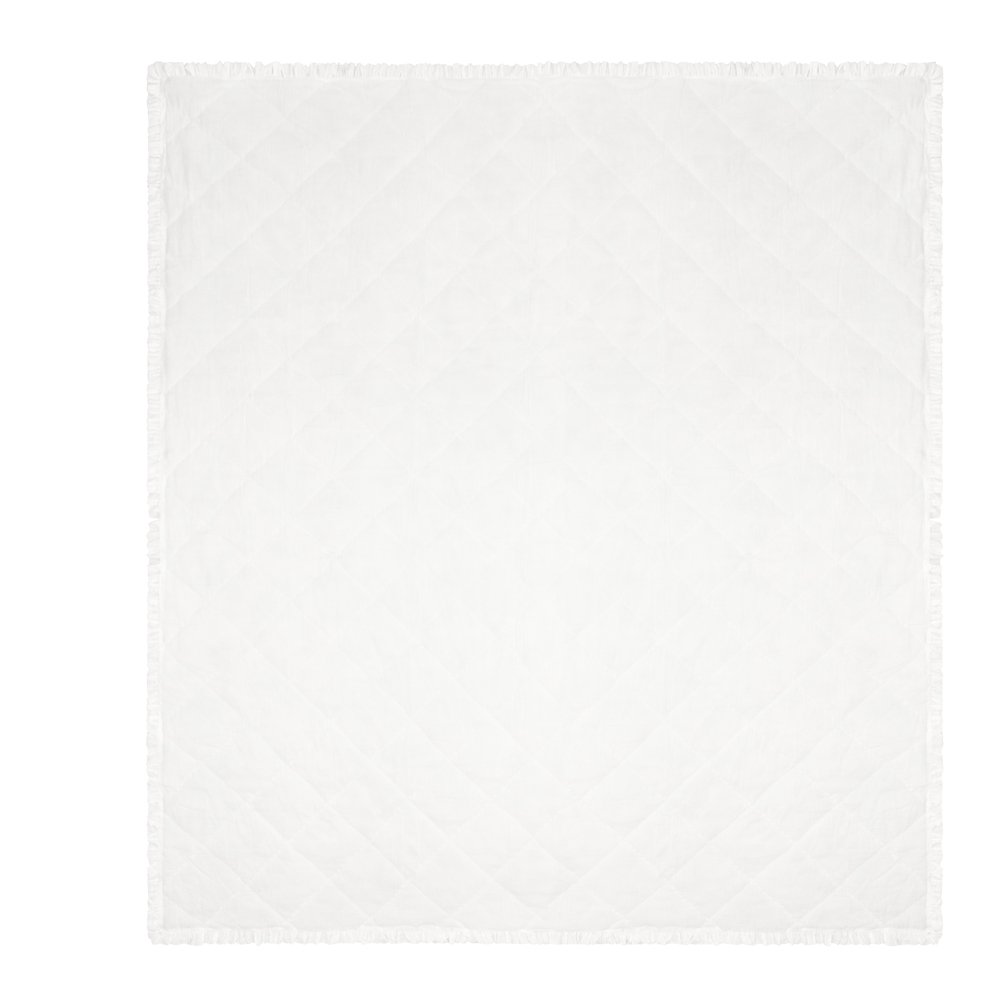 Wylder Nature Hermione Ivory and Blue Ruffled Cotton Bedspread 240 x 260cm Image 4