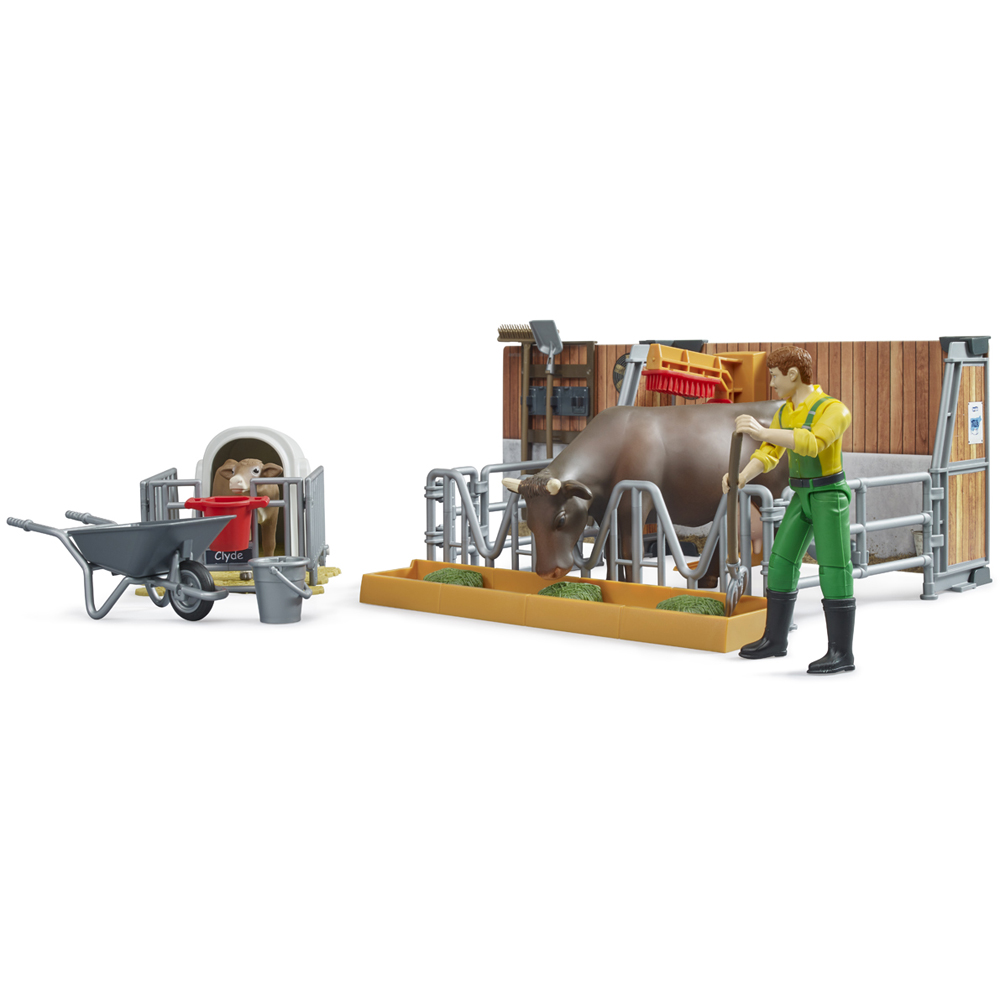 Bruder Bworld Cow and Calf Barn with Farmer Figure and Accessories Image 4