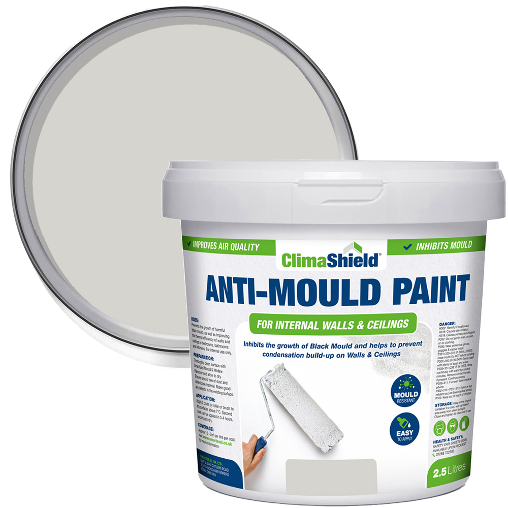 SmartSeal Pale Slate Dark Grey Anti Mould Paint 2.5L Image 1