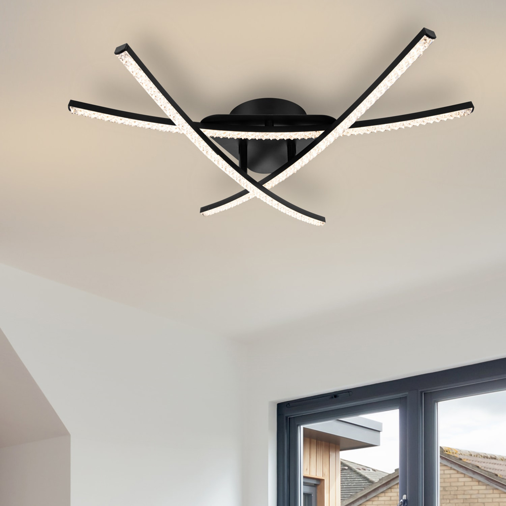 Cosylyte Samford 3 Light Beaded Matt Black LED Flush Ceiling Light Image 2