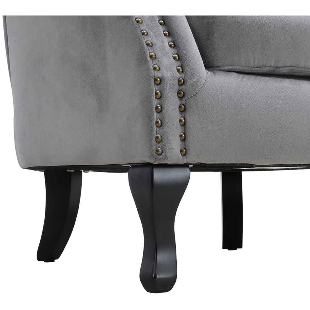 Living and Home Vintage Grey Velvet Wingback Armchair Image 7