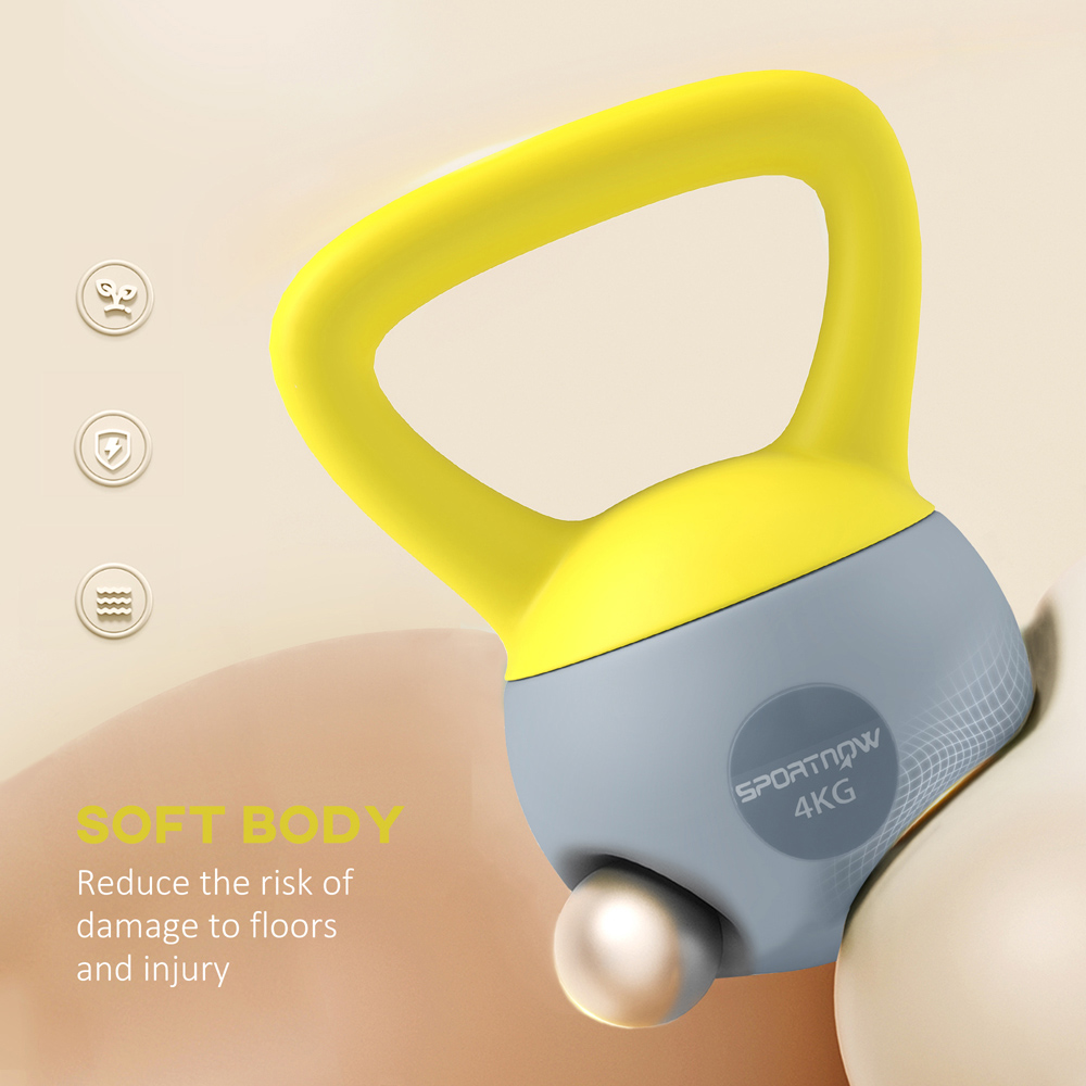 SPORTNOW Yellow and Grey Kettlebell 4kg Image 6