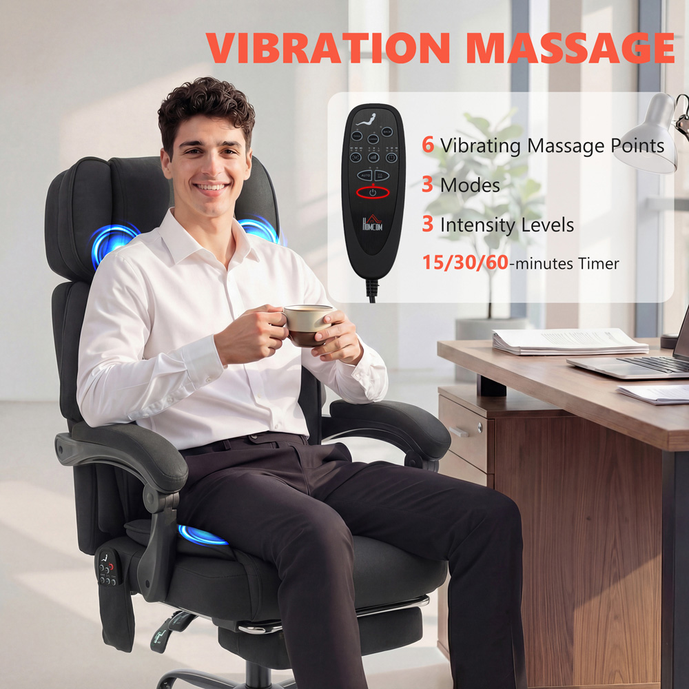 Portland Black Vibration Massage and Heat Reclining Office Chair Image 7