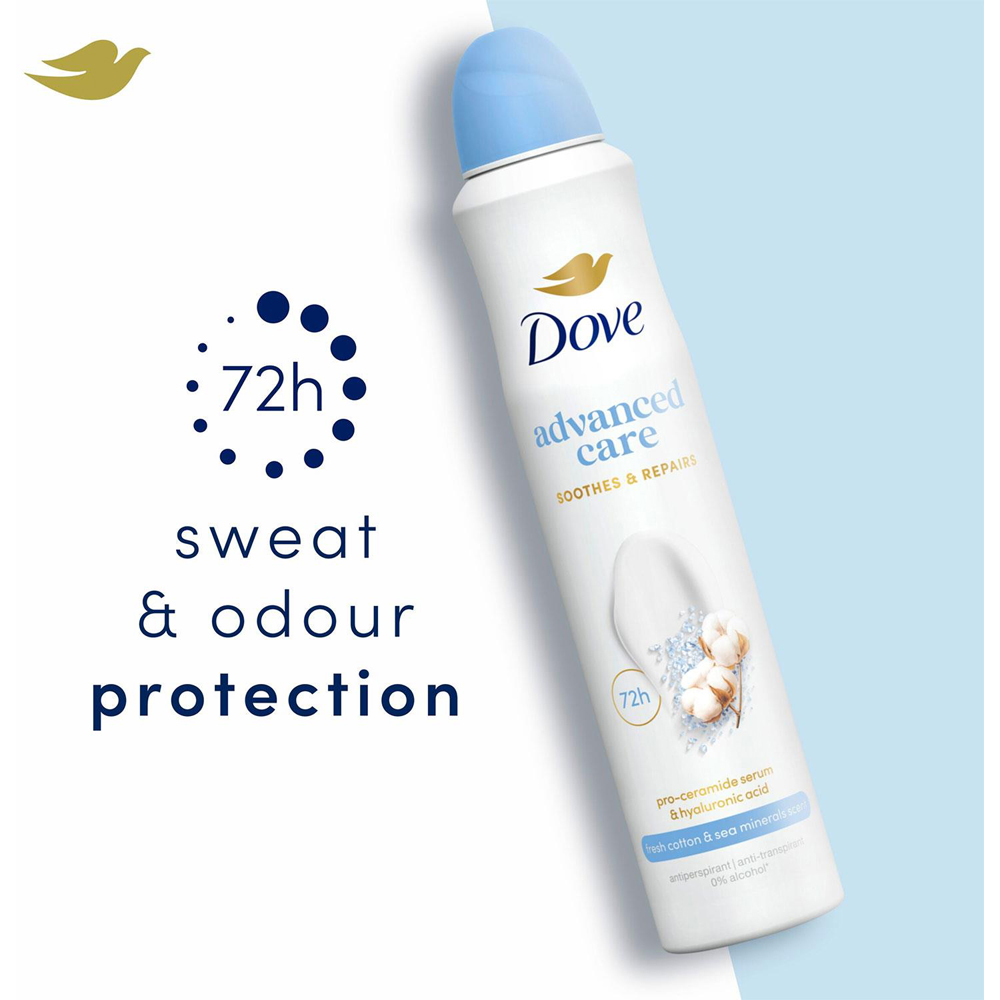 Dove Advanced Care Fresh Cotton and Sea Minerals Antiperspirant Aerosol 200ml 6 Pack Image 3